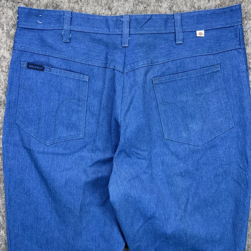 True Vintage 1970s Dickies Chino Work Pants Navy Blue Talon Zipper Men's 36 x 33